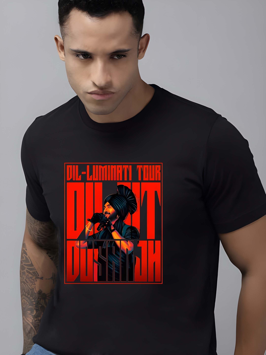 

Krimmple Men Drop-Shoulder Sleeves Pure Cotton T-shirt, Black