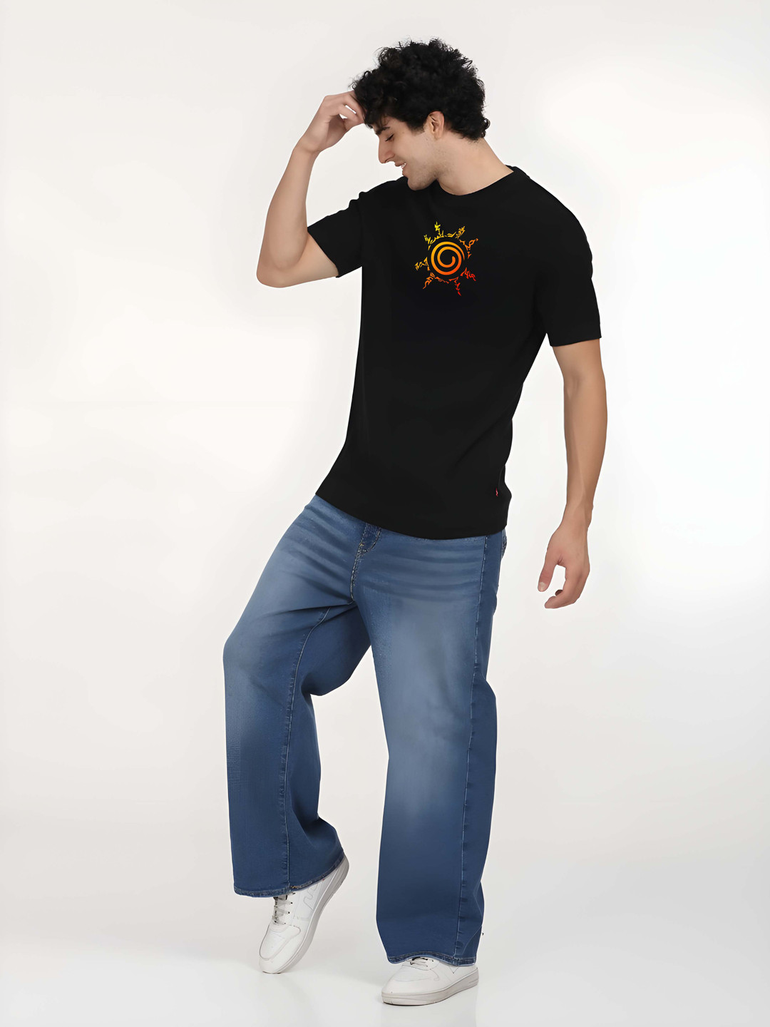 

Krimmple Men Pure Cotton T-shirt, Black
