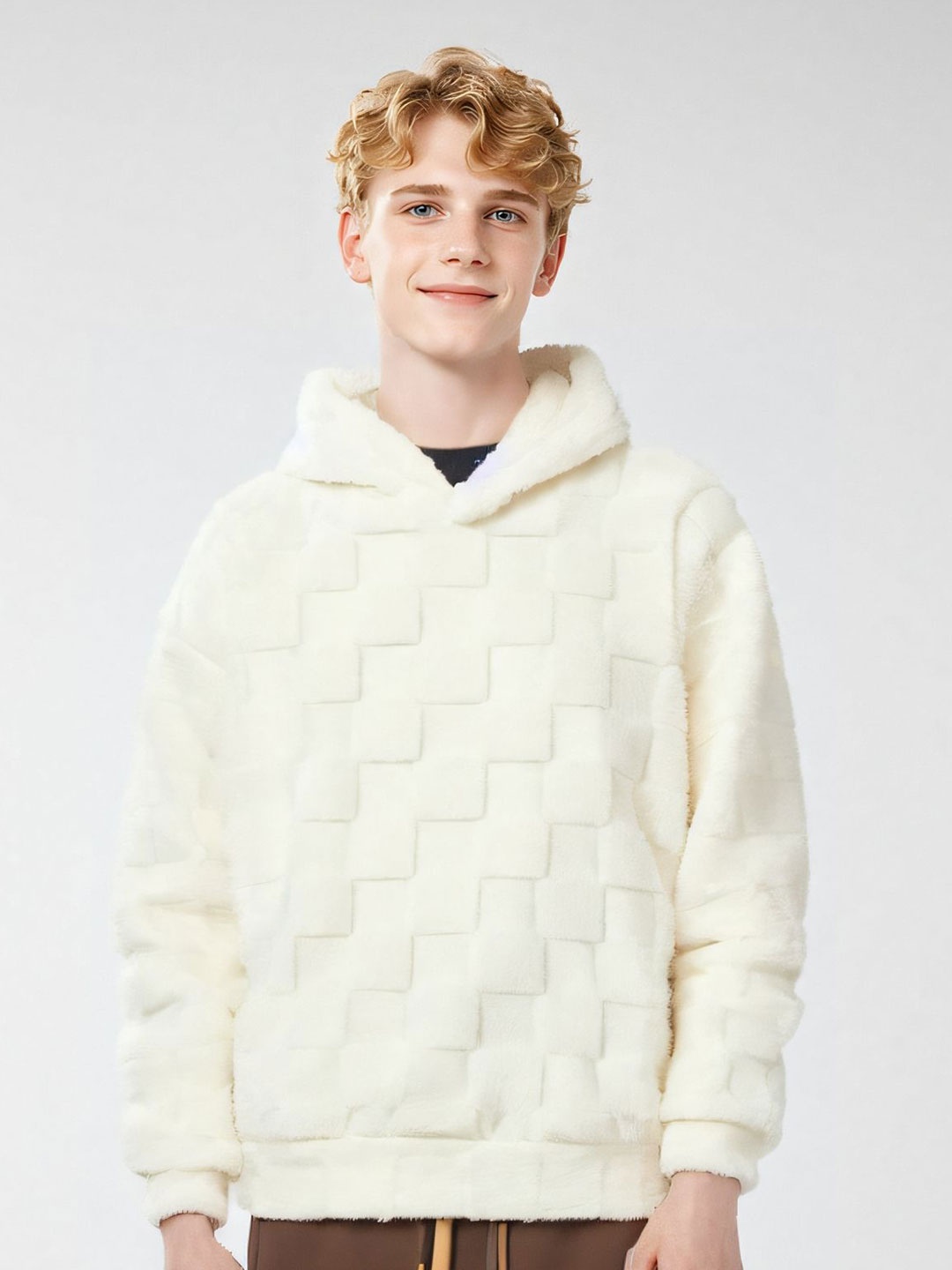 

StyleCast x Revolte Men Self Design Hooded Sweatshirt, White