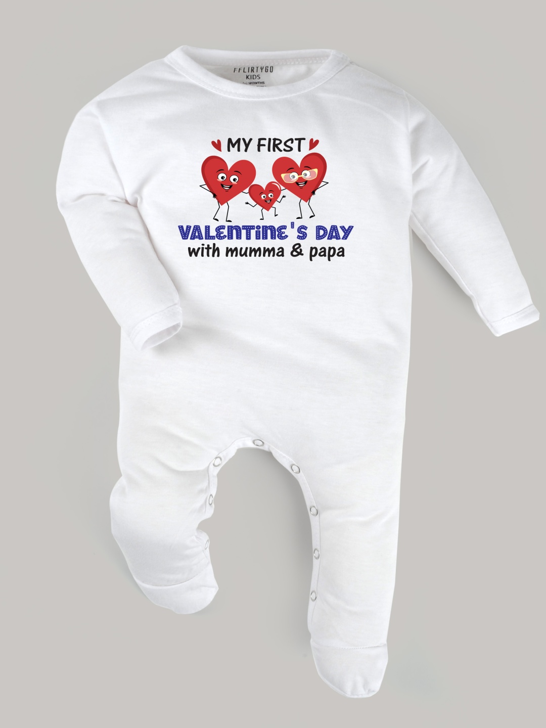 

FFLIRTYGO Infants Valentine day Printed Cotton Sleepsuit, White