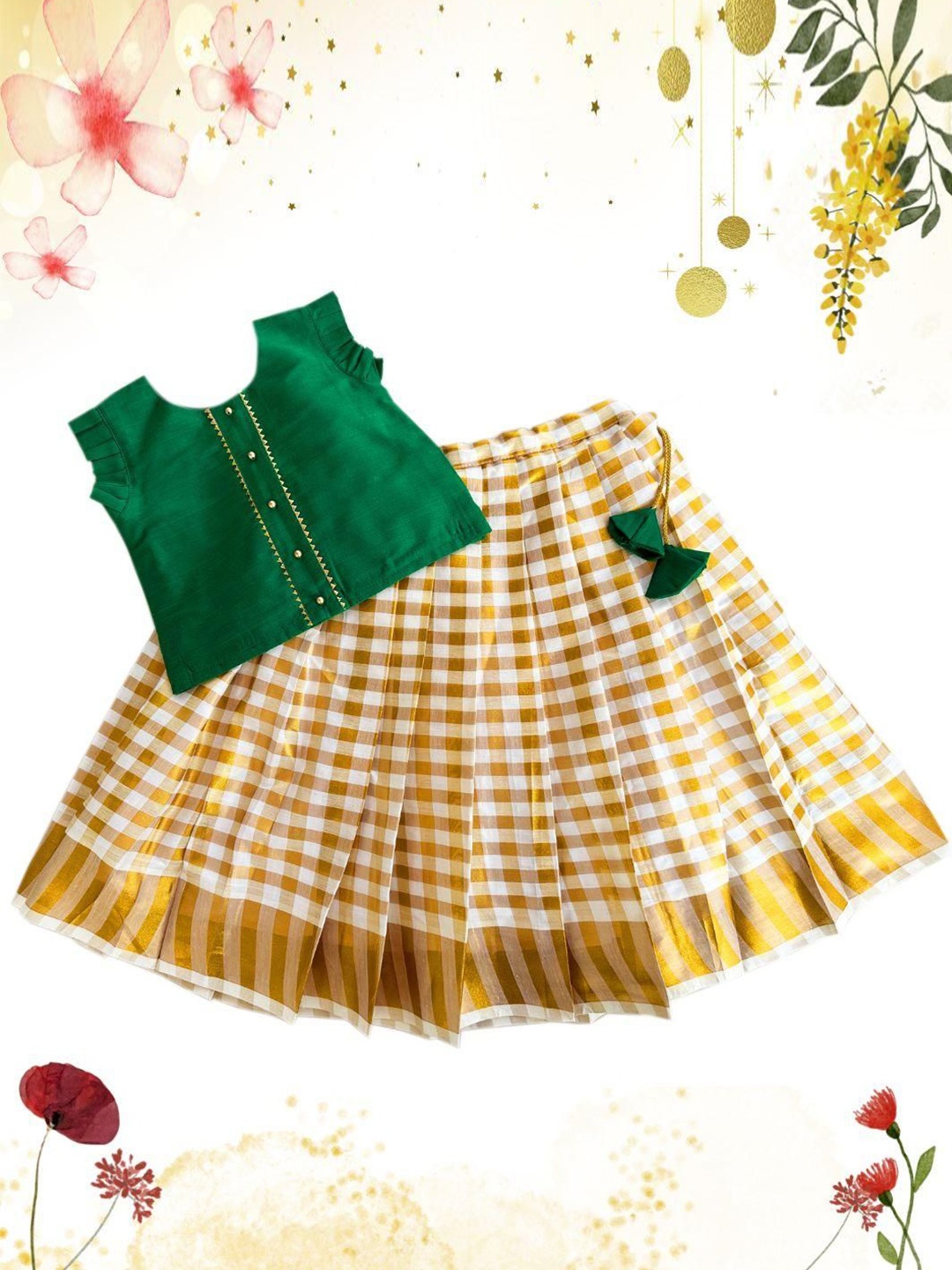 

STANWELLS KIDS Girls Ready to Wear Lehenga &, Green