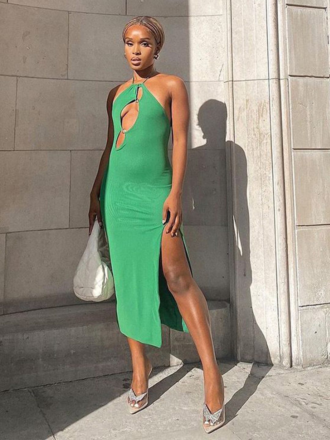 

StyleCast x Revolte Chiffon Bodycon Midi Dress, Green