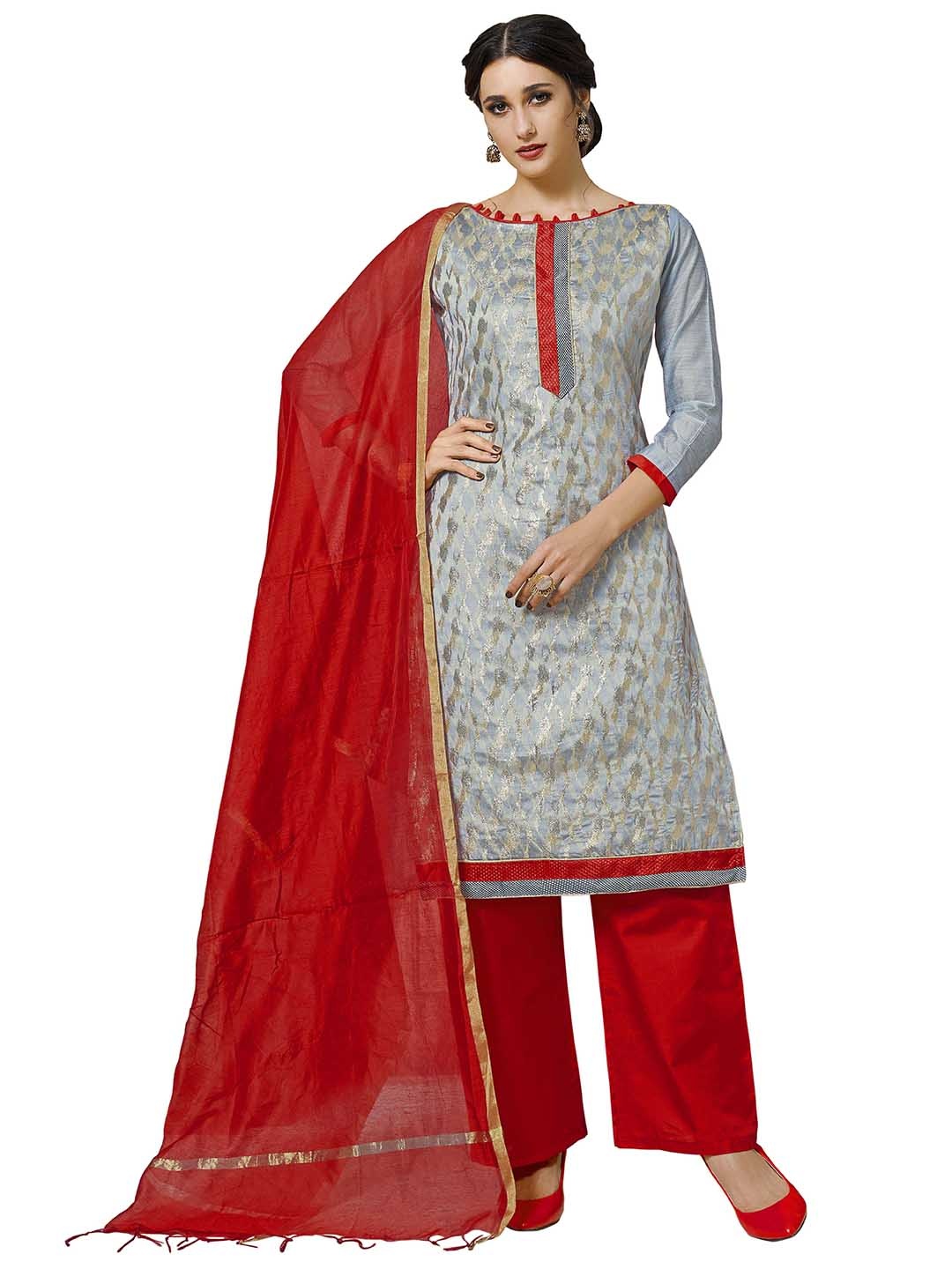 

HERE&NOW Abstract Woven Design Unstitched Dress Material, Grey