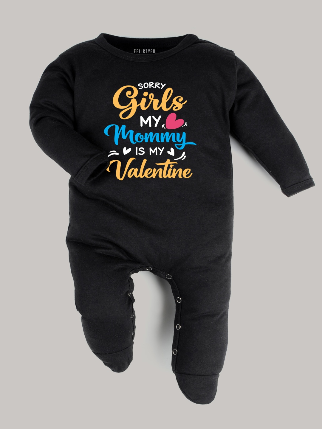 

FFLIRTYGO Infants Kids Typography Printed Cotton Sleepsuit, Black