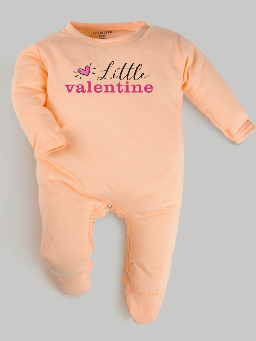 

FFLIRTYGO Infants Valentine Day Printed Cotton Sleepsuit, Peach