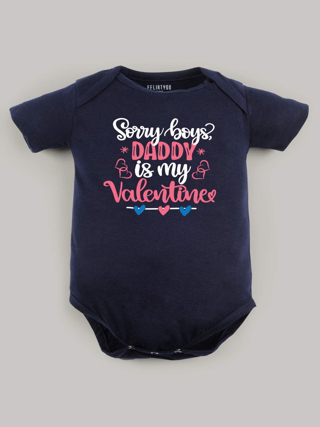 

FFLIRTYGO Infants Valentine day Printed Cotton Bodysuit, Navy blue