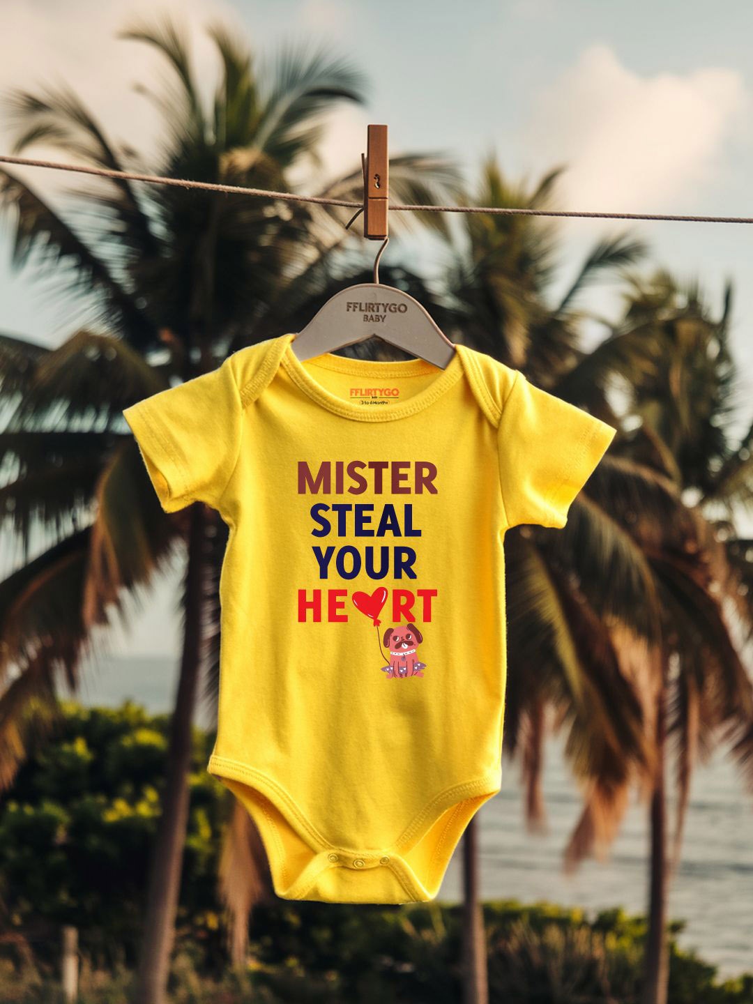 

FFLIRTYGO Infants Valentine day Printed Cotton Bodysuit, Yellow