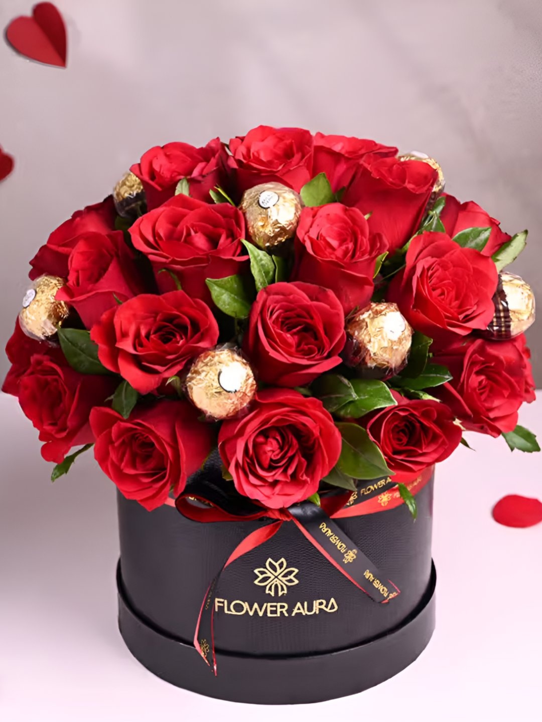 

Floweraura Love Bouquet Of 30 Red Roses With 8 Chocolates Gift Set