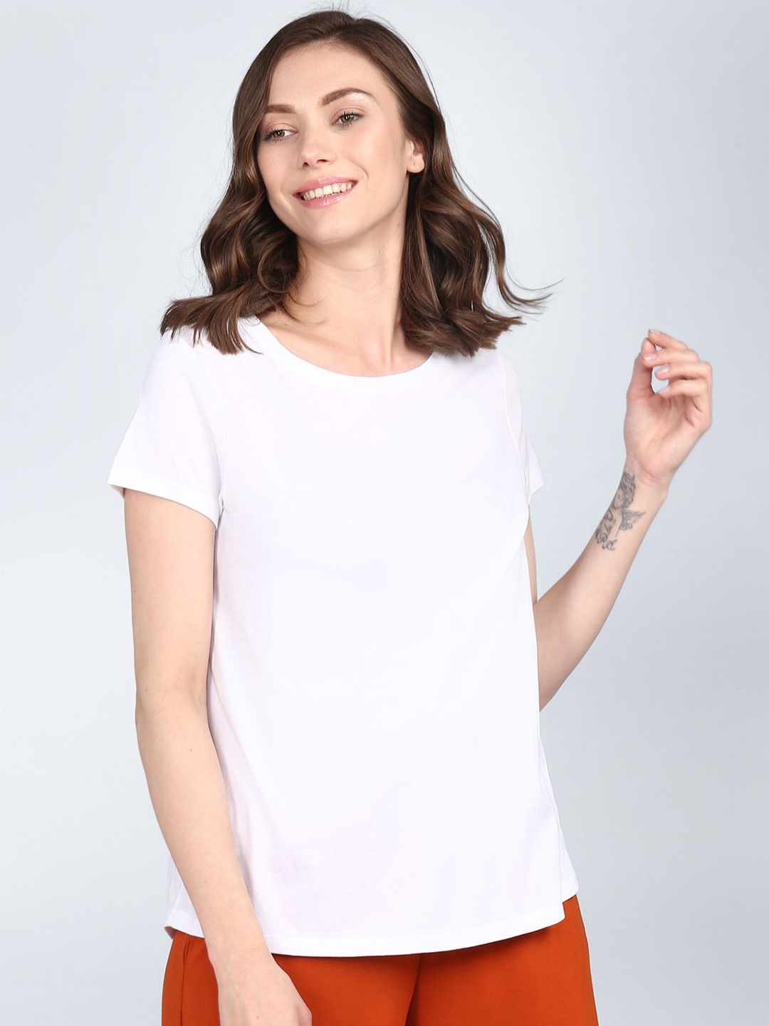 

necesera Women Cotton Lounge Tshirts, White