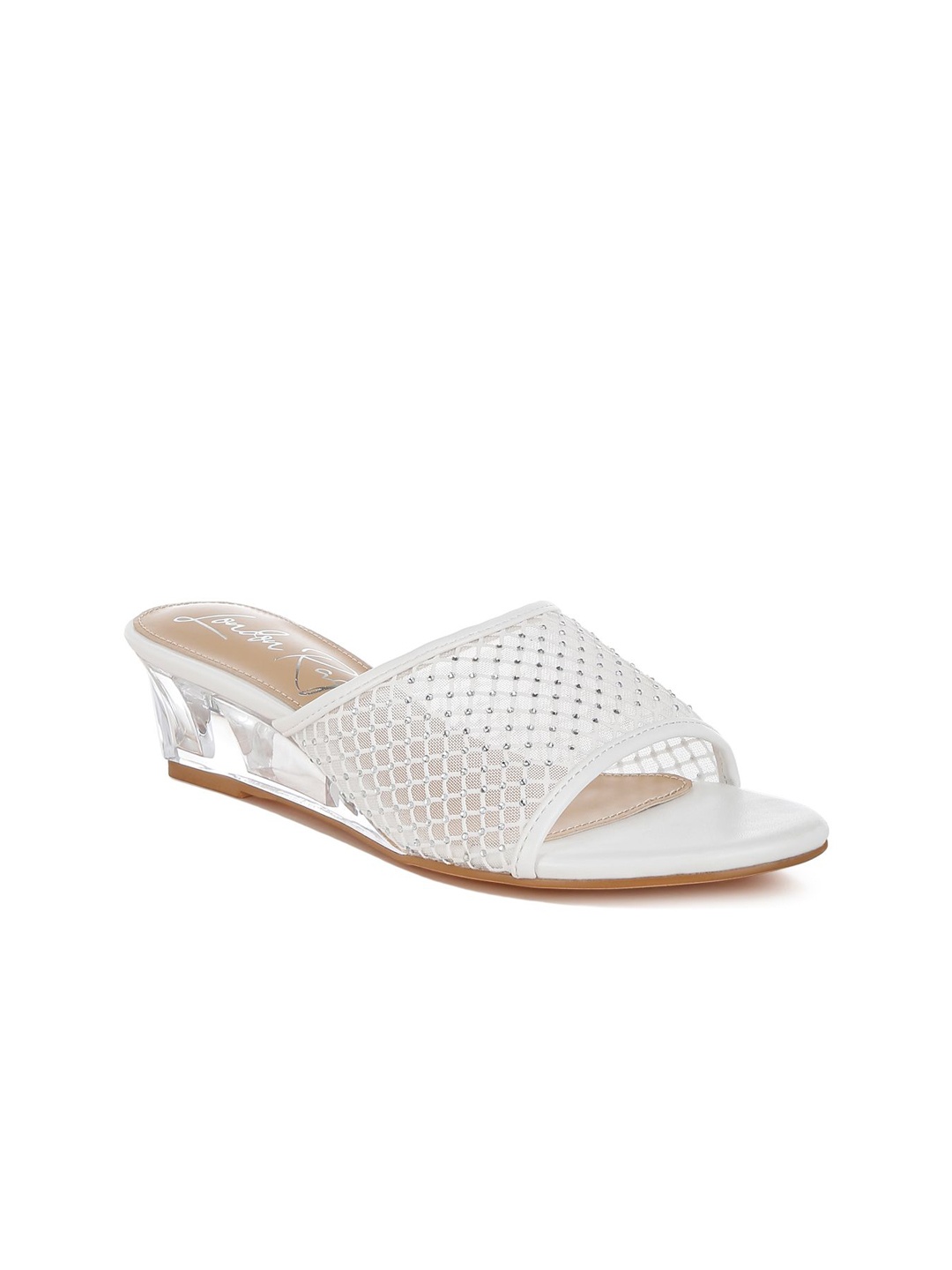 

London Rag Comfort Mules with Laser Cuts, White