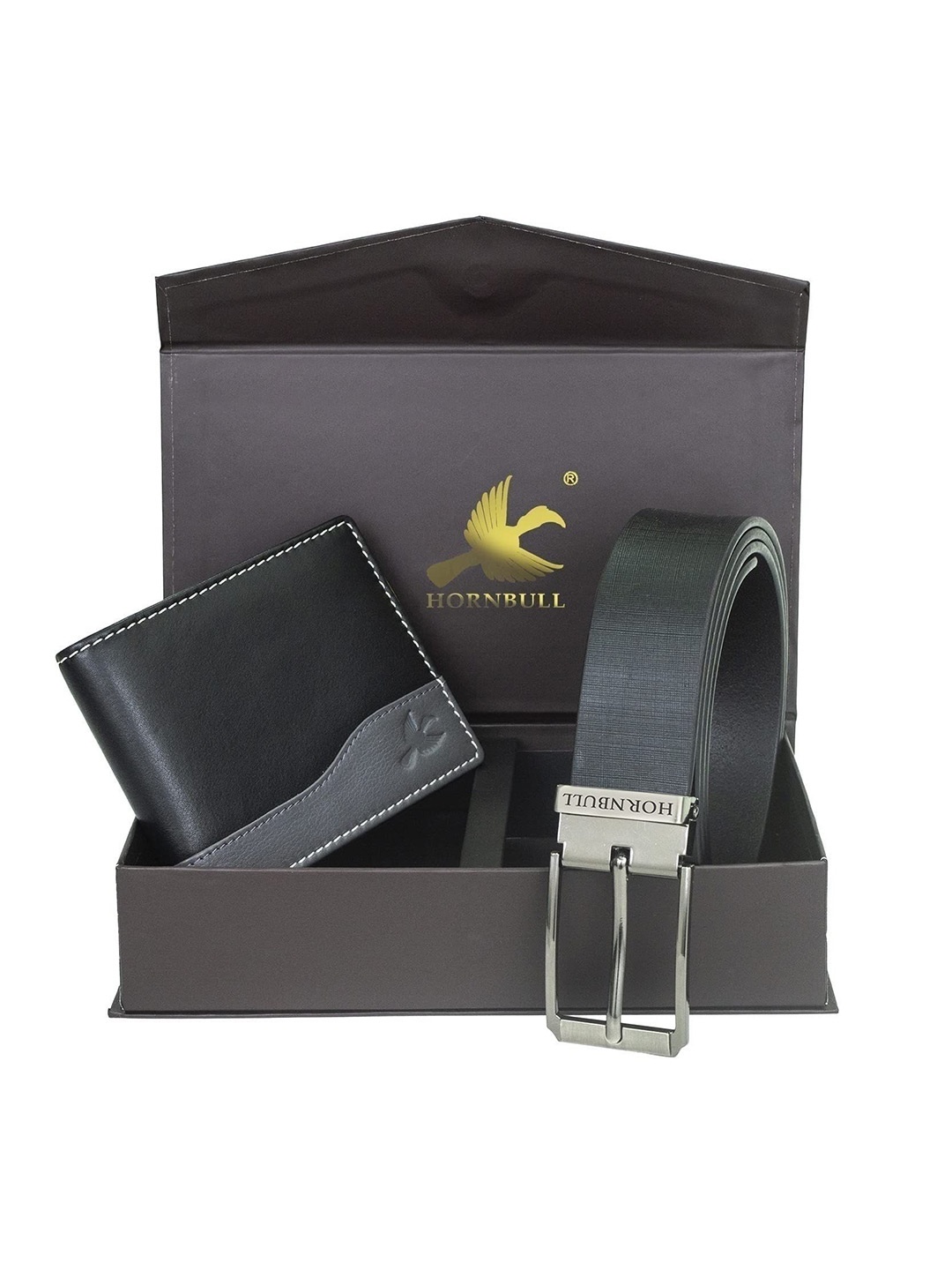 

Hornbull Men Buttler Leather RFID Protected Black Wallet & Belt Accessory Gift Set