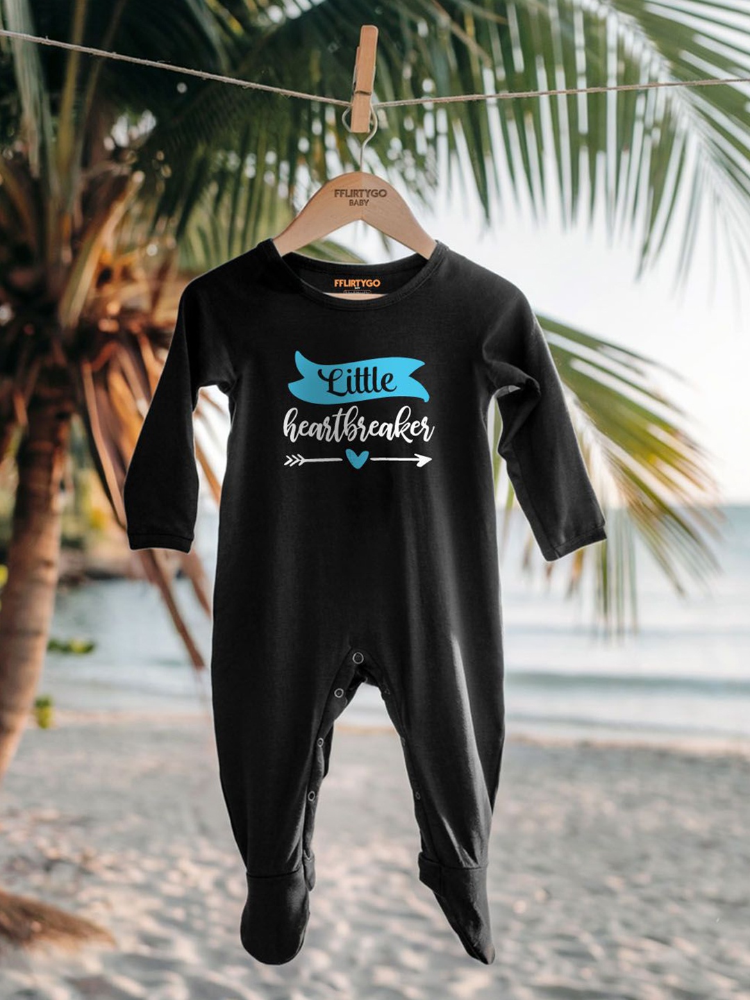 

FFLIRTYGO Infants Kids Valentine day Printed Pure Cotton Sleepsuit, Black