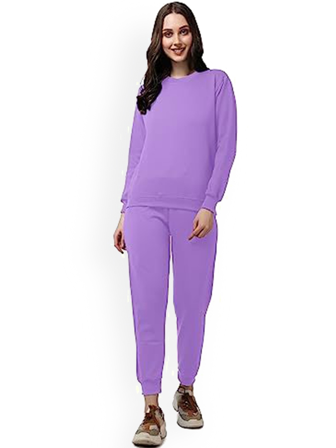 

NOTWILD Women Cotton Hooded Tracksuit, Lavender