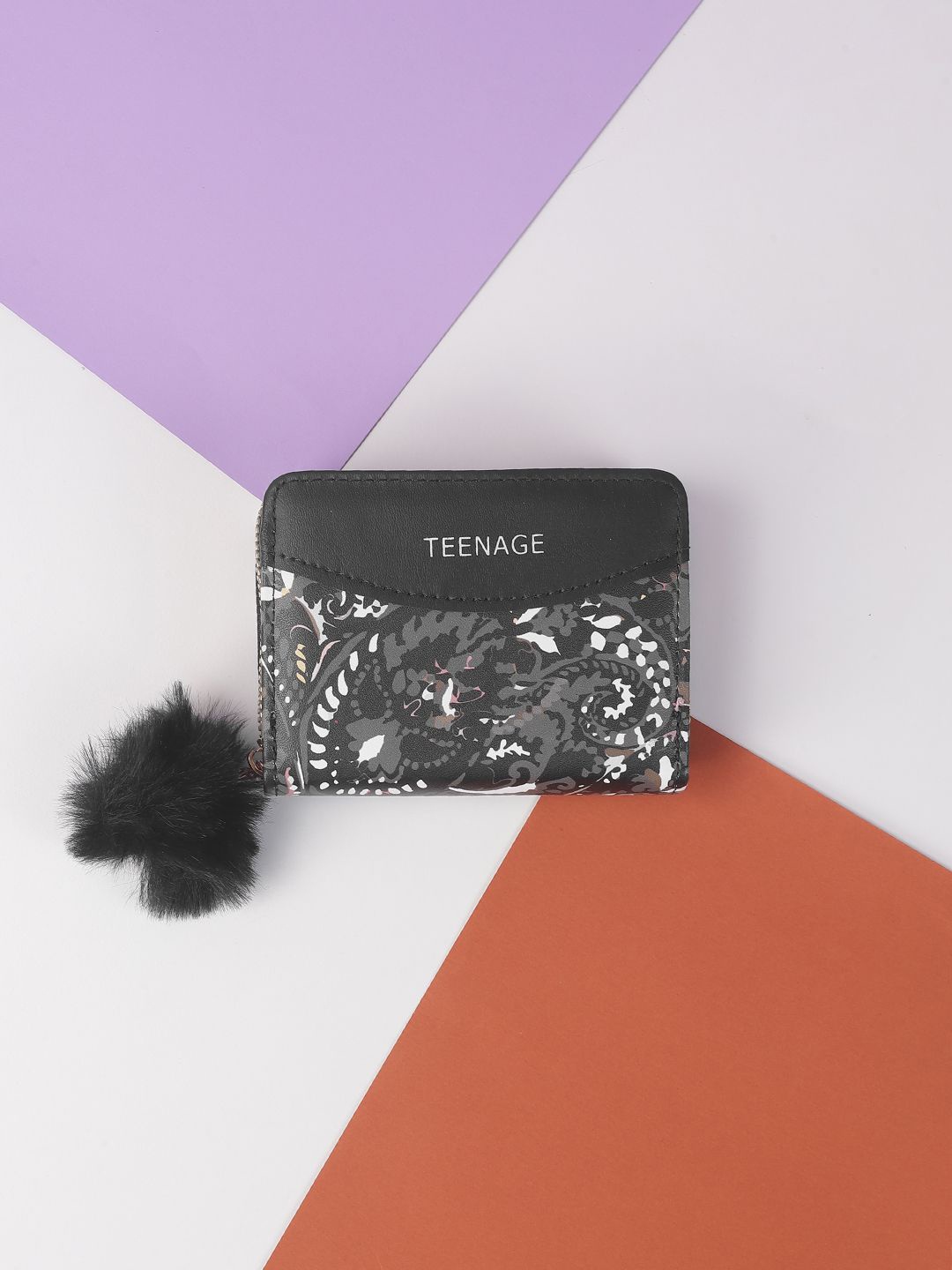

WALKWAY by Metro Women Abstract Printed Zip Around Wallet, Black