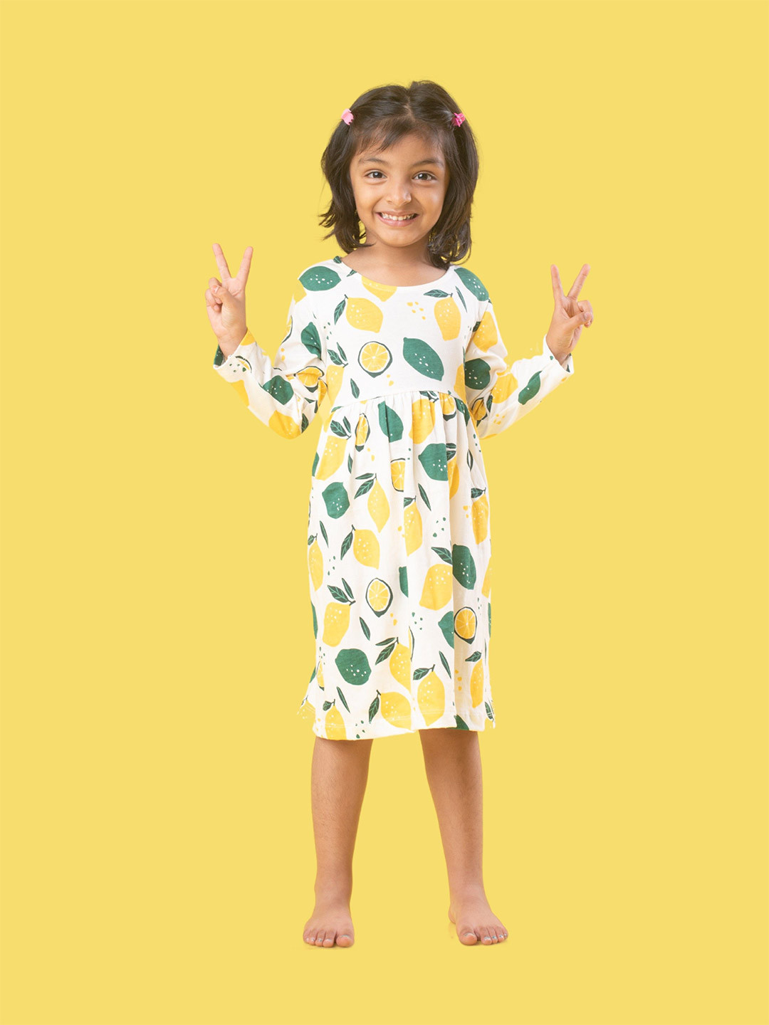 

Orange Sugar Girls Print Cotton Fit & Flare Dress, White