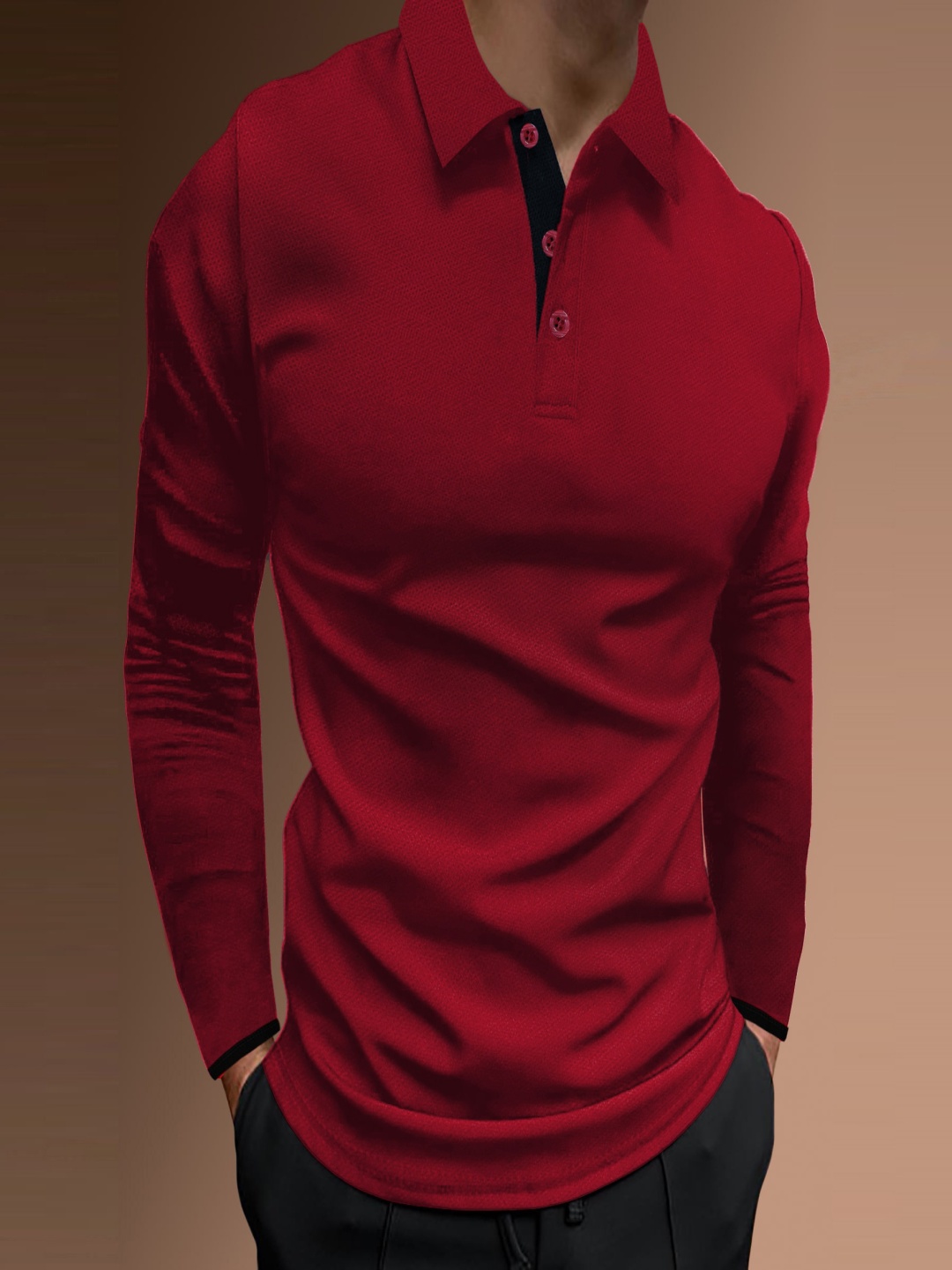 

StyleCast x Revolte Men Solid Polo Collar T-shirt, Red