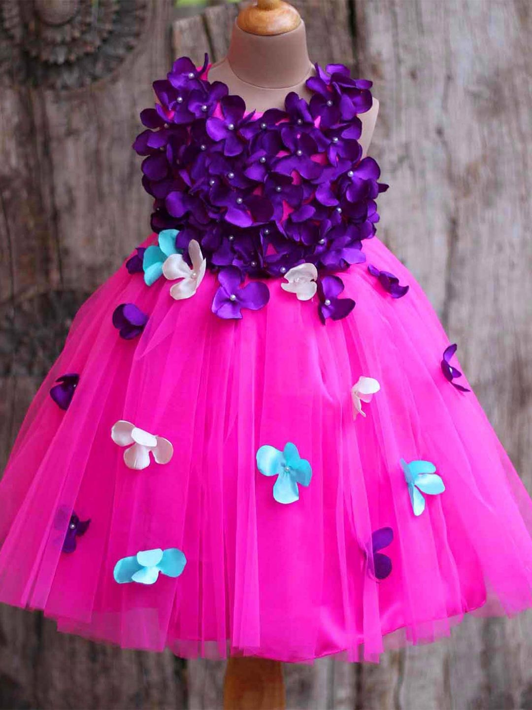 

Li & Li Boutique Girls Floral Embellished Net Gown Maxi Dress, Rose