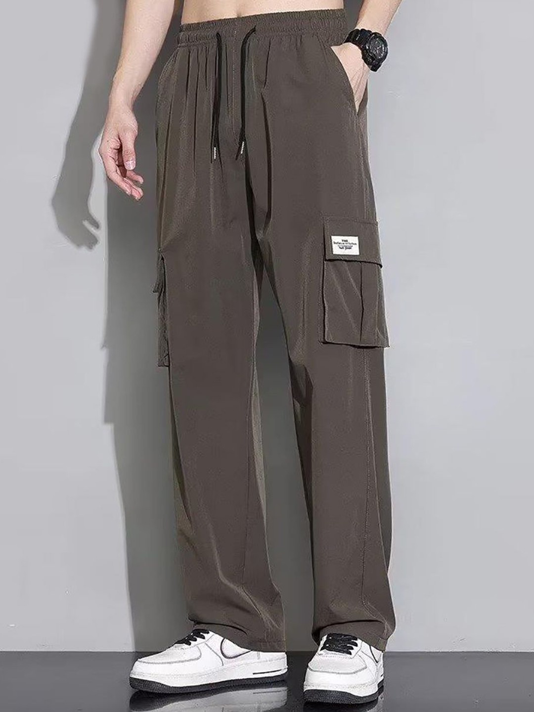 

StyleCast x Revolte Men Straight Fit Easy Wash Cargos, Brown
