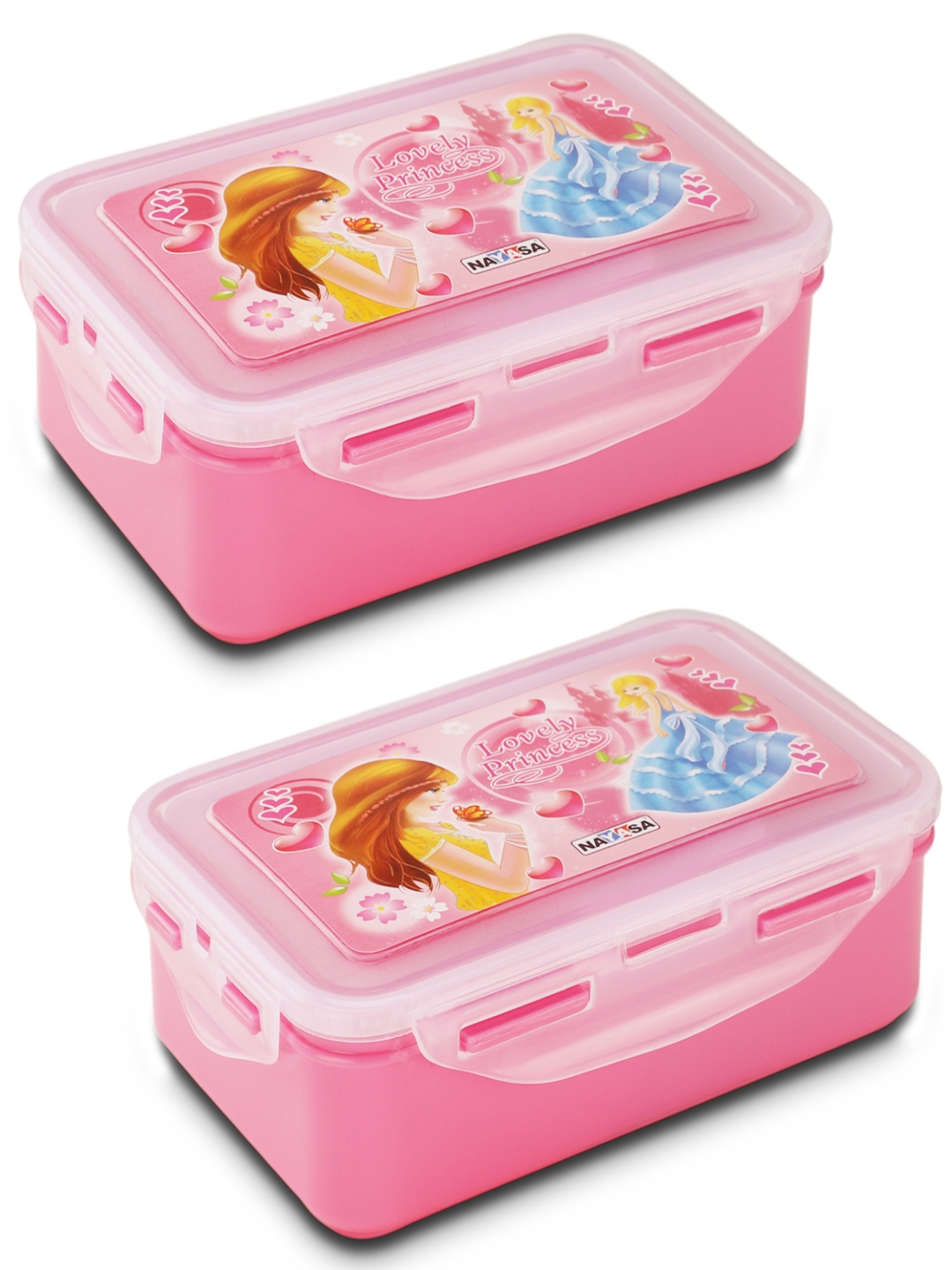 

Nayasa Set of 2 Pink Regular Plastic Airtight Leakproof BPA Free Lunchbox