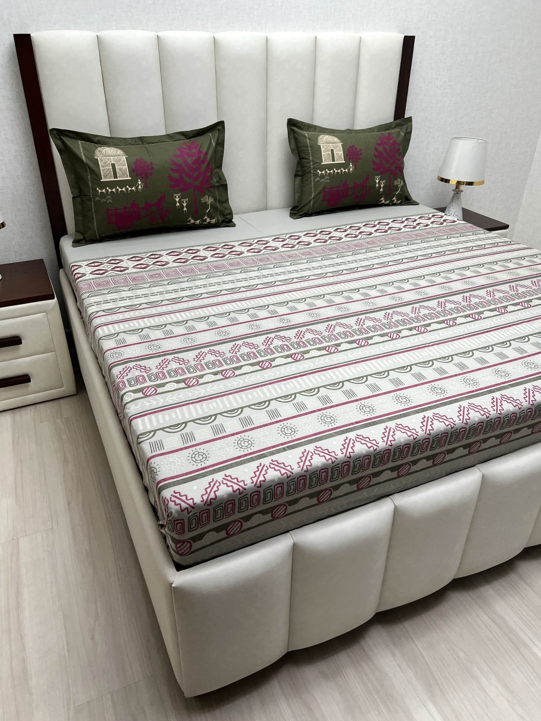 

Pure Decor Cotton King Size Double Bed Bedsheet With 2 Pillow Covers 2.74m X 2.74m, Grey