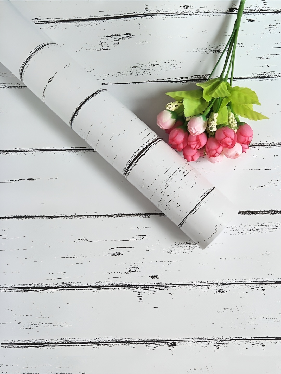 

ANNA CREATIONS White & Grey Printed Self-Adhesive Wallpaper