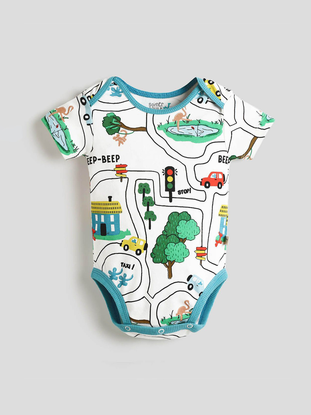 

Flowline Kids Printed Pure Cotton Bodysuit, White
