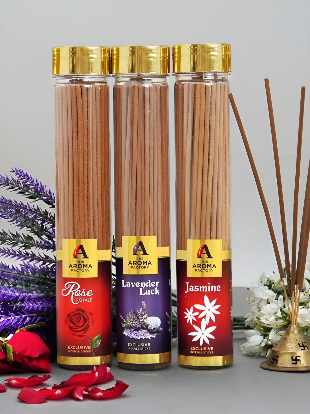 

The Aroma Factory Transparent & Gold-Toned 3 Pieces Wooden Natural & Herbal Incense Sticks