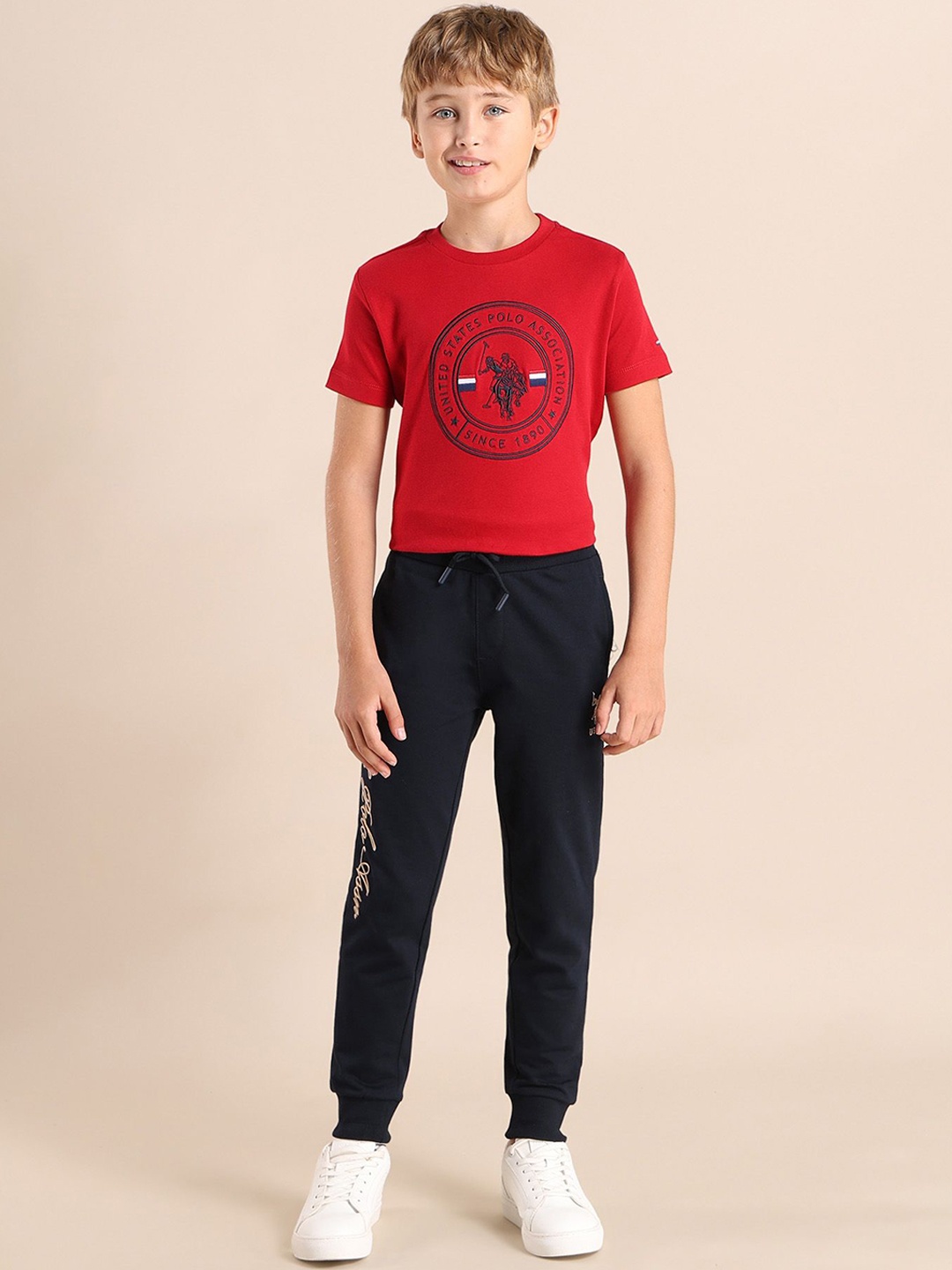 

U.S. Polo Assn. Boys Pure Cotton Mid Rise Joggers, Blue