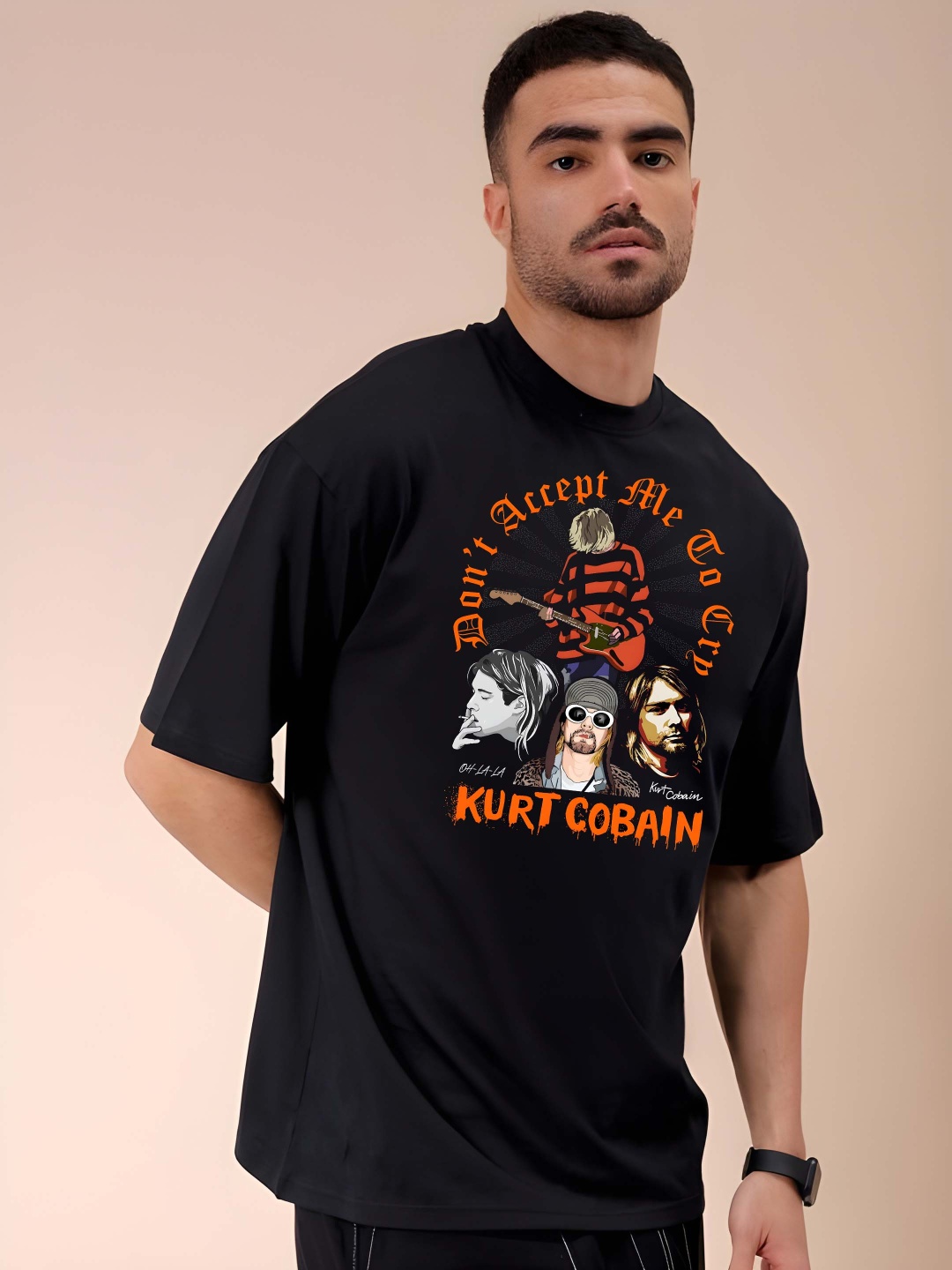 

BOWLIFESTYLE Men Drop-Shoulder Sleeves Pure Cotton T-shirt, Black