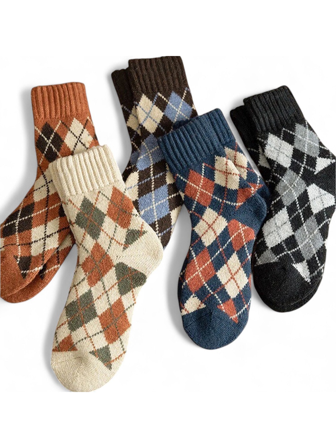

Sockscarving Pack Of 5 Striped Calf-Length Socks, Blue