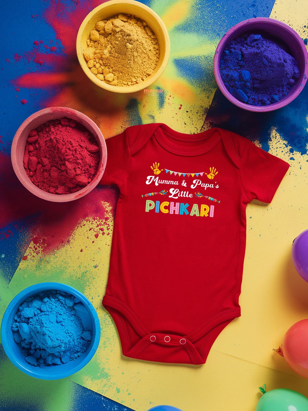 

FFLIRTYGO Infants Holi Printed Cotton Bodysuit, Red