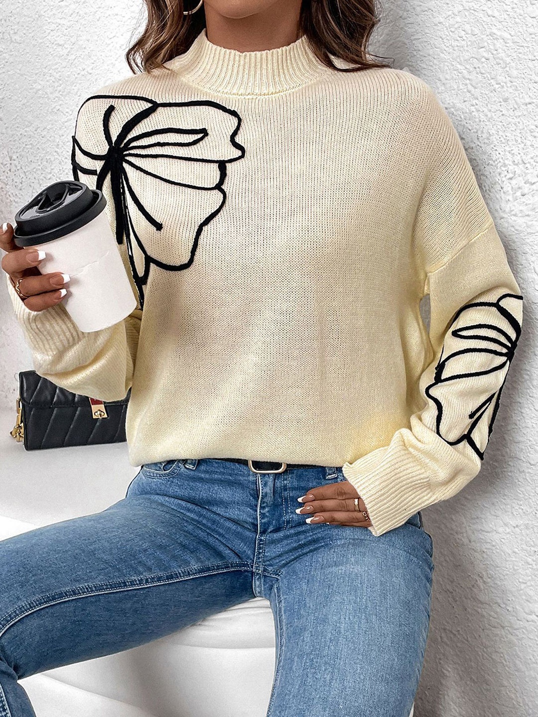 

StyleCast x Revolte Women Embroidered Sweatshirt, Beige