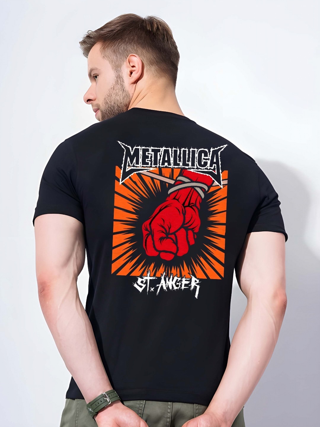 

Moda Rapido Men Drop-Shoulder Sleeves Pure Cotton T-shirt, Black