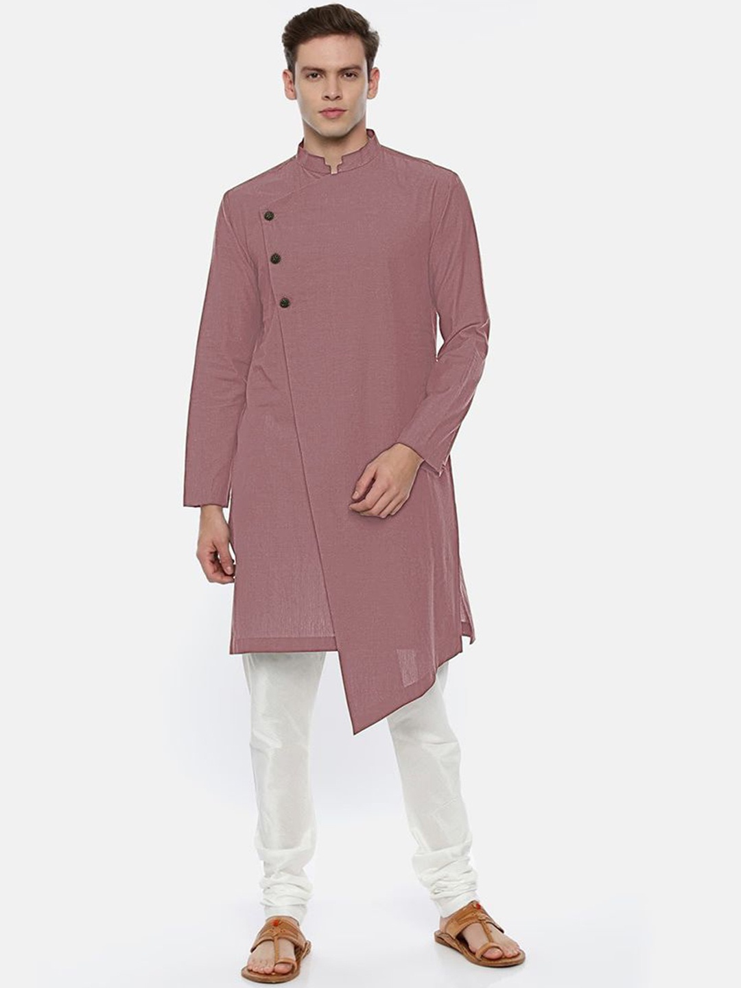 

Oomph! Men Mandarin Collar Straight Kurta, Pink