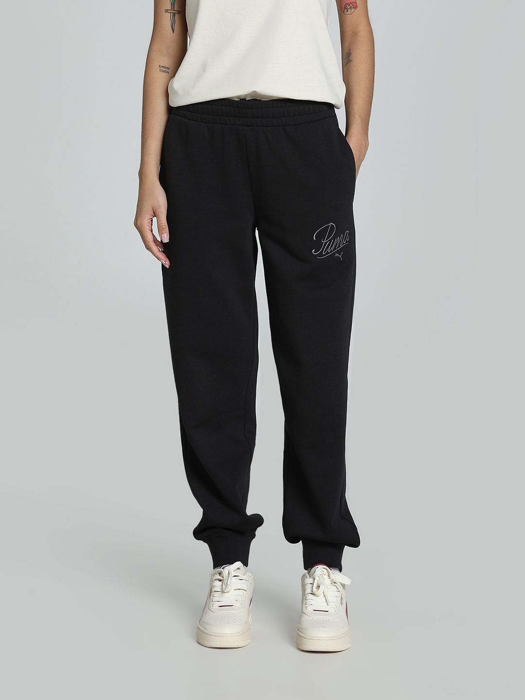 

Puma Women Script Comfort Relaxed Fit Sweatpants, Black