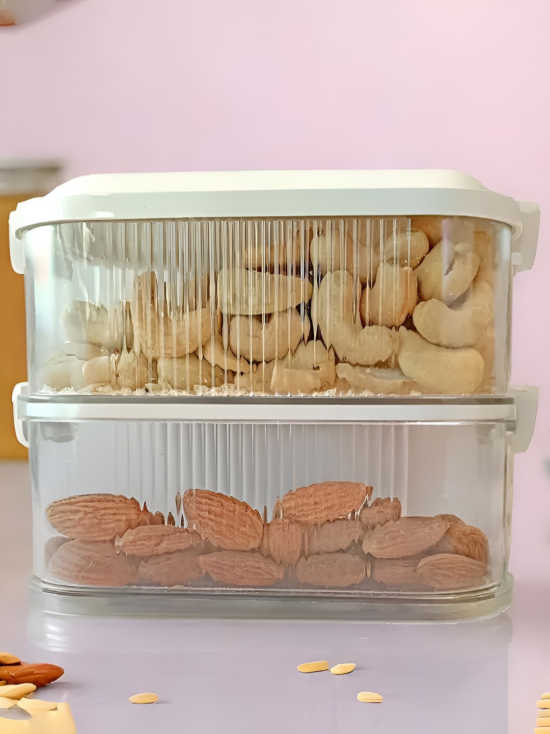 

DecorTwist 2 Layer Airtight Spice Container Stackable Seasoning & Storage Box, Transparent