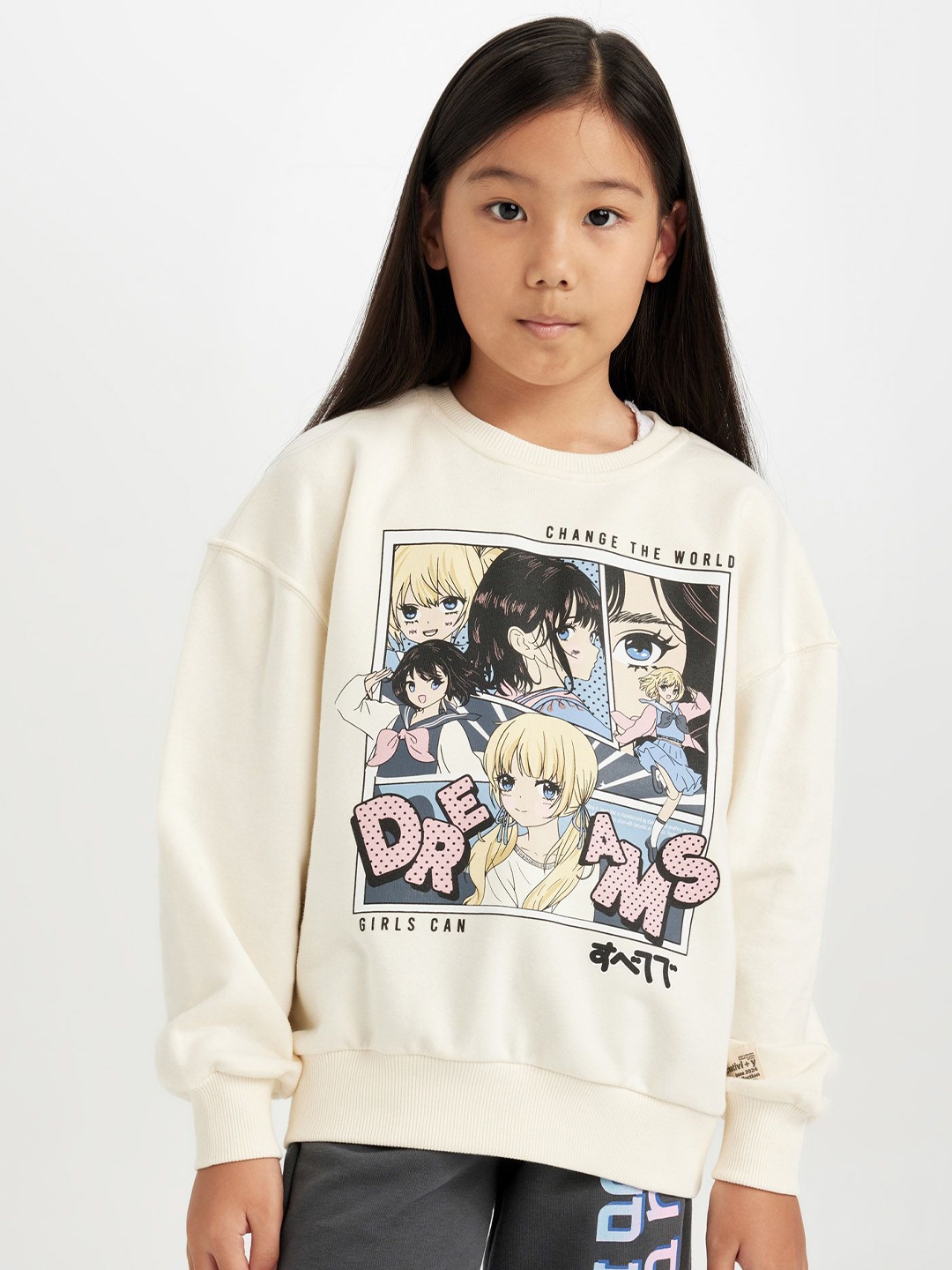 

DeFacto Girls Printed Pullover, White