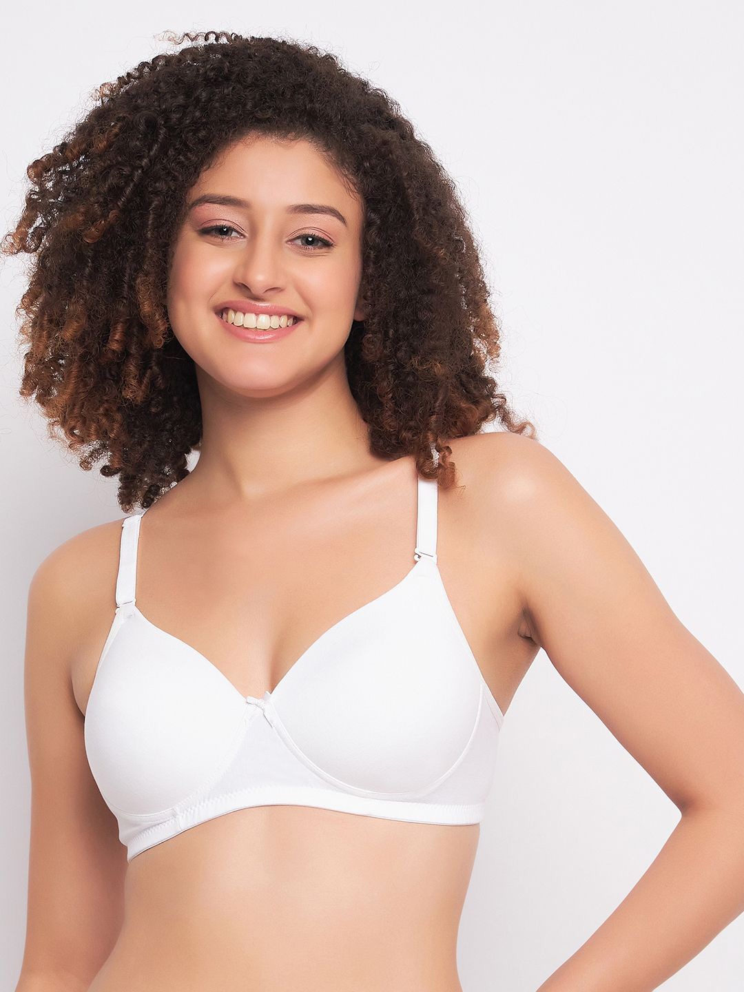 

Clovia Women All Day Comfort Full Coverage Lightly Padded Non-Wired Cotton T-shirt Bra, White