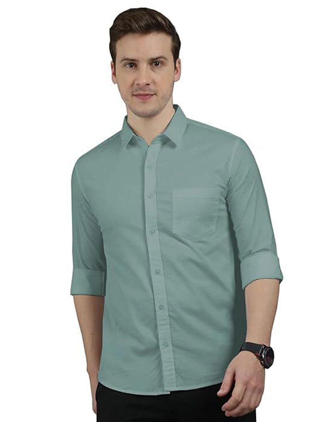 

BAESD Men Standard Slim Fit Opaque Casual Shirt, Sea green