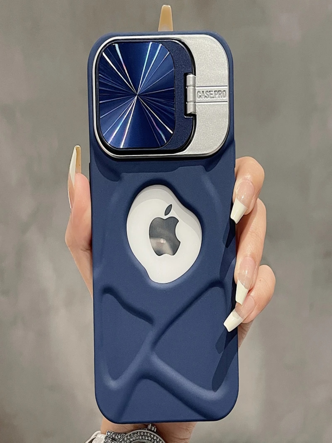 

Luxury Kase Solid Printed iPhone 16 Back Case Mobile Accessories, Blue