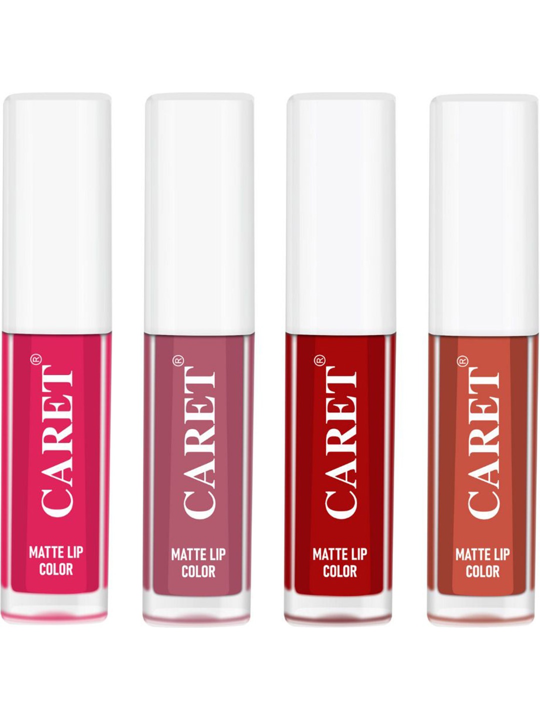 

CARET ORGANIC Set Of 4 Super-Pigmented Liquid Matte Lipsticks - 2 ml Each - 4 - 2 - 3 - 6, Pink