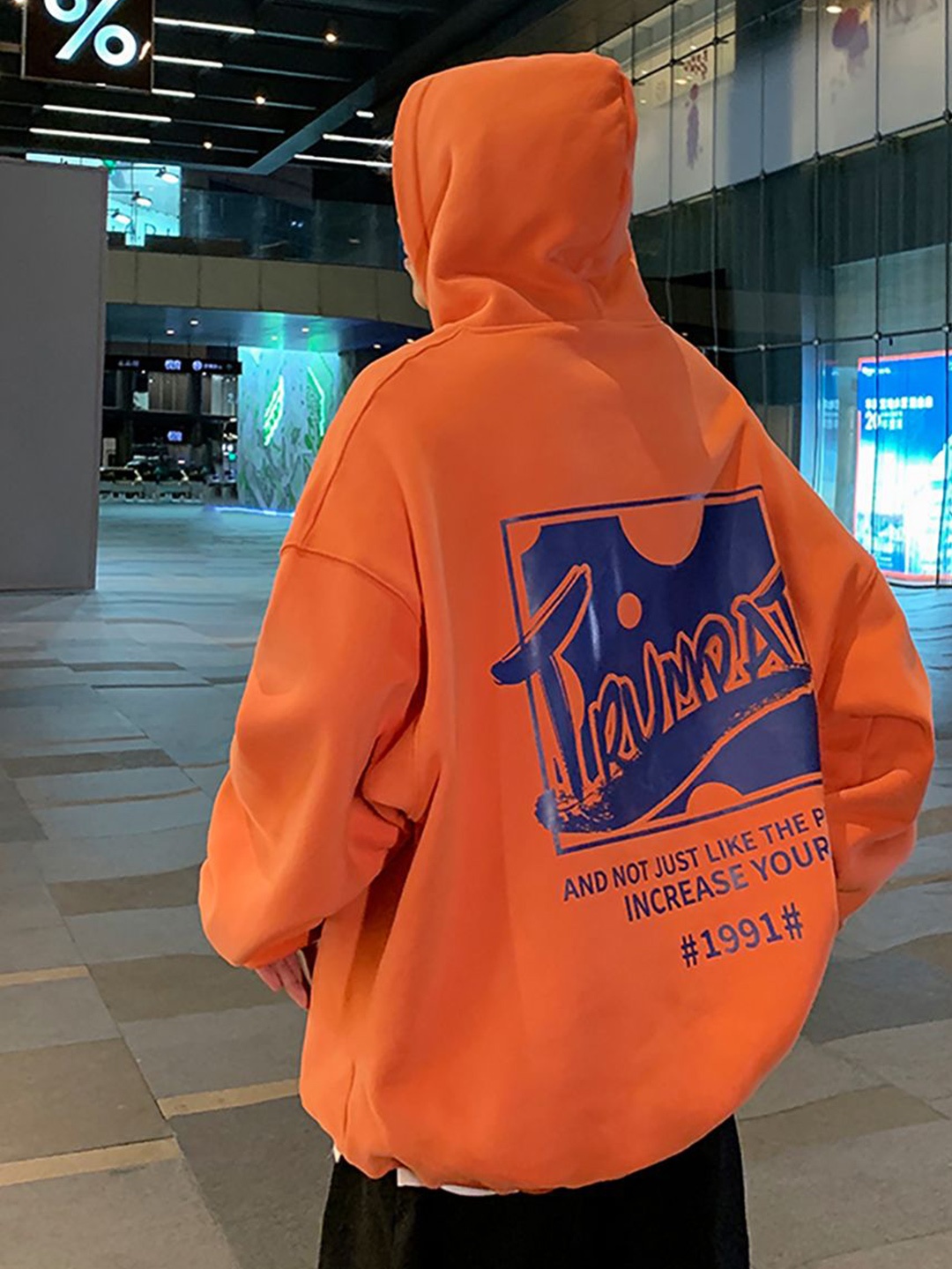 

StyleCast x Revolte Men Printed Hooded Sweatshirt, Orange