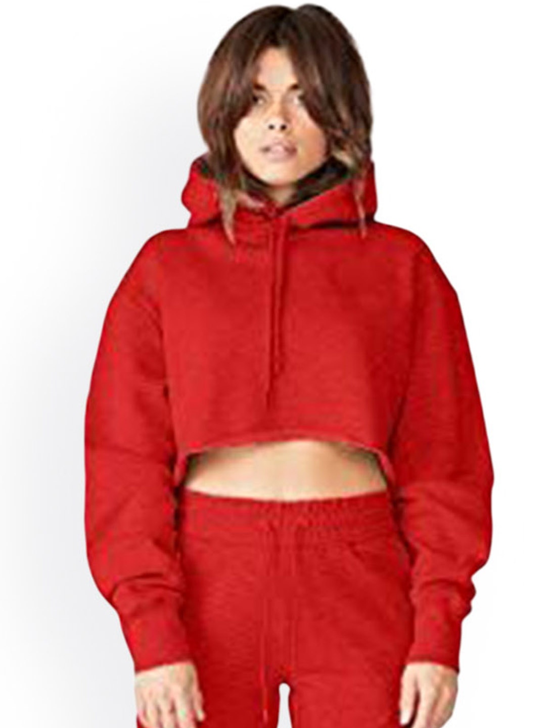 

NOTWILD Women Cotton Hooded Tracksuit, Red