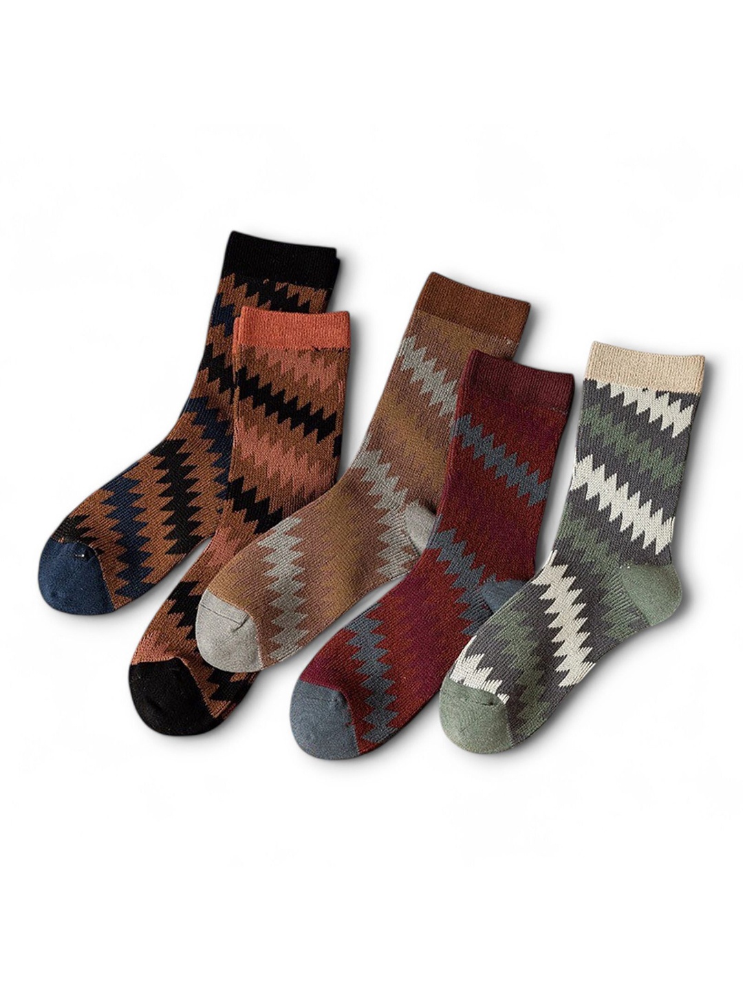 

Unisex Pack of 5 Calf Length Socks, Brown