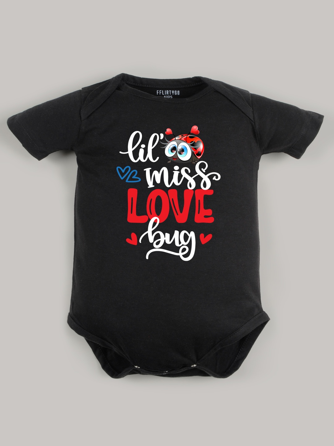 

FFLIRTYGO Infants Valentine Day Printed Cotton Bodysuit, Black