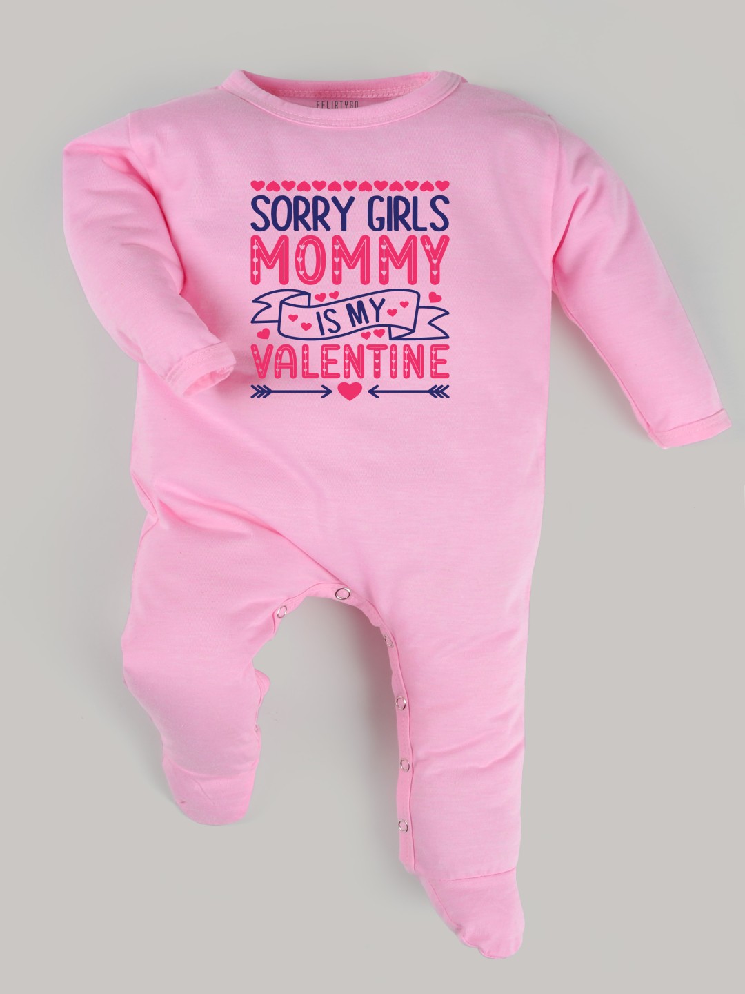 

FFLIRTYGO Infants Valentine Day Printed Cotton Sleepsuit, Pink