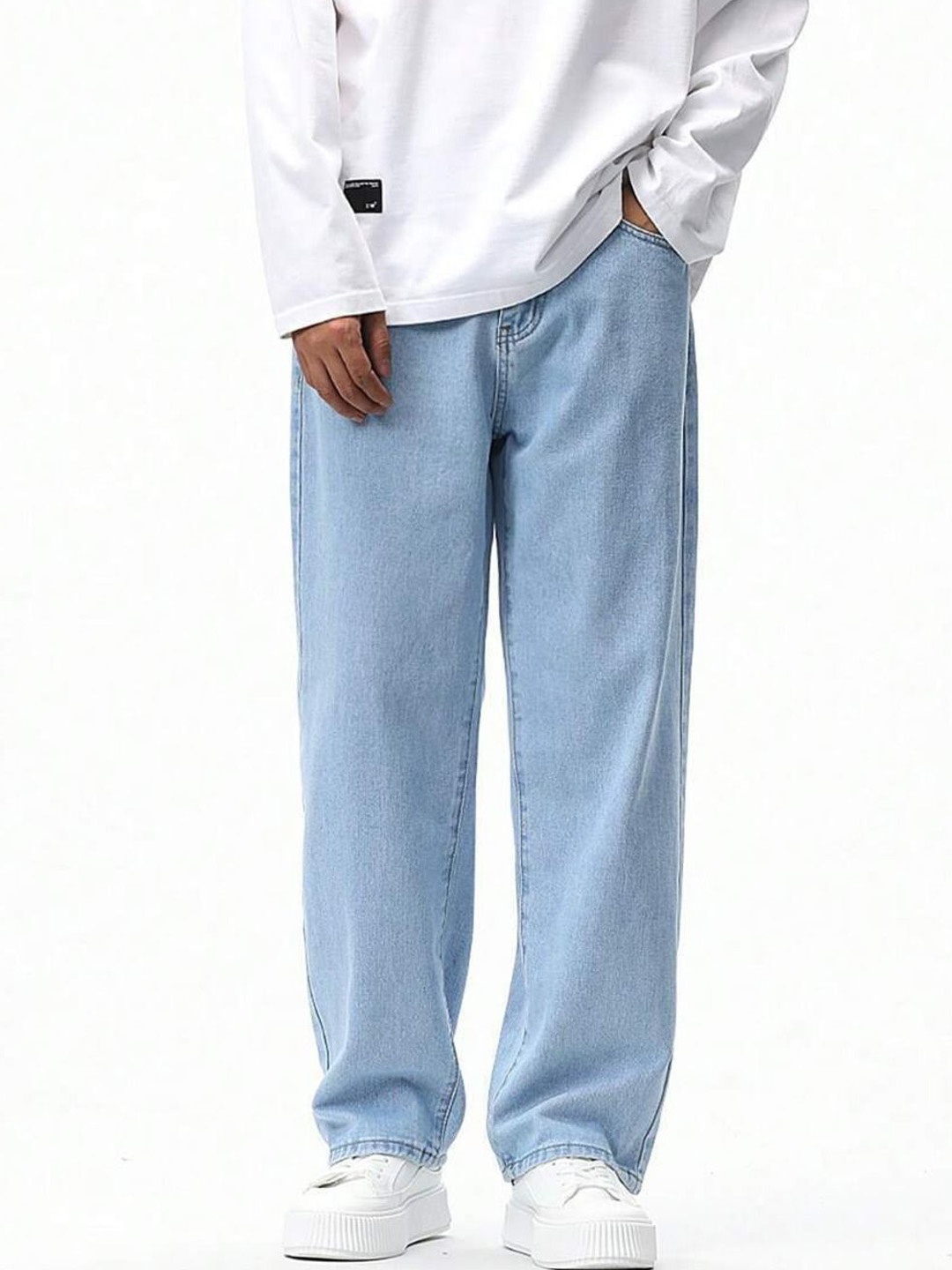 

Sobbers Men Mid-Rise Baggy Fit Clean Look Jeans, Blue