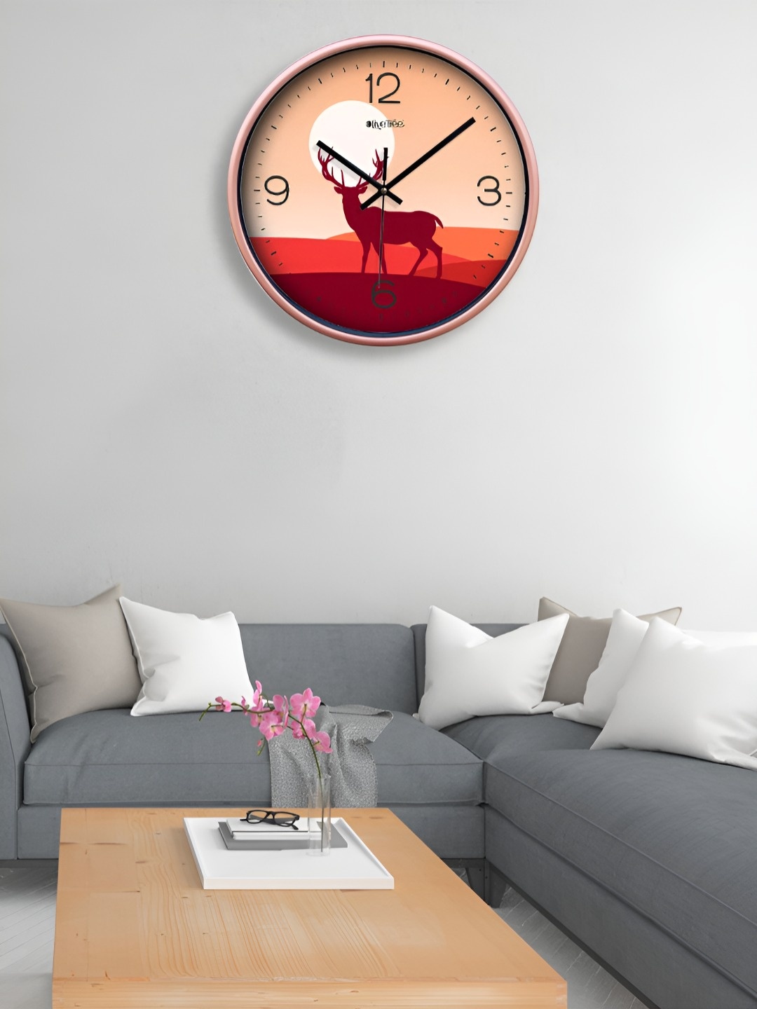 

OLIVE TREE Copper-Toned & Maroon Printed Round Shaped Contemporary Wall Clock