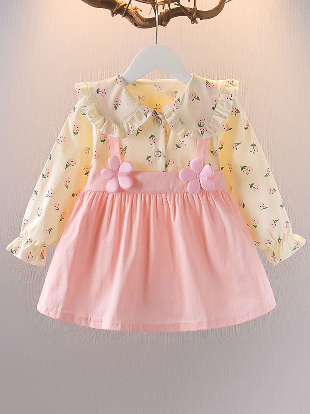 

YK Girls Floral Printed Peplum Dress, Pink