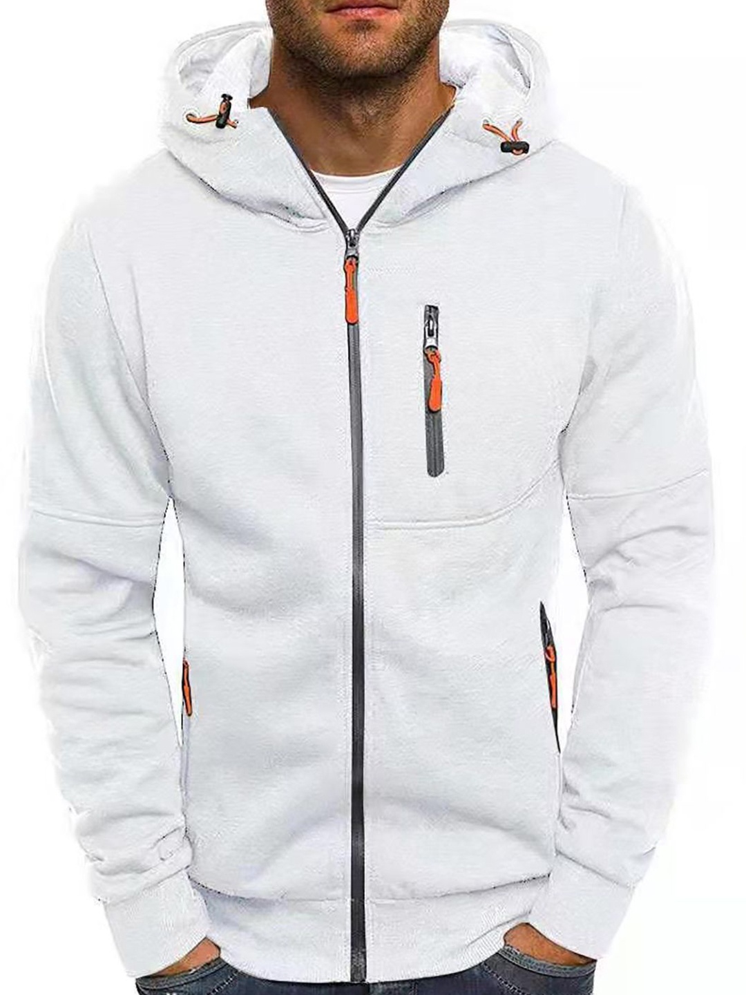 

StyleCast x Revolte Men Hooded Front-Open Sweatshirt, White